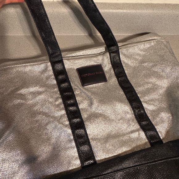 Victoria's Secret Metallic Silver and Black Tote - Picture 4 of 5